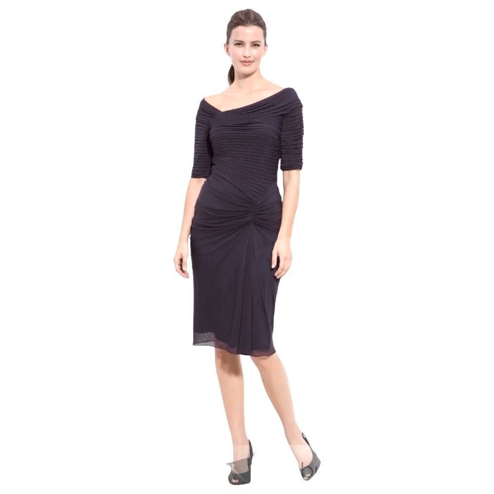 Tadashi Shoji Mesh Ruched Asymmetric Dress